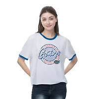 Women's ZooZatz  White Florida Gators Retro Ringer Tri-Blend T-Shirt