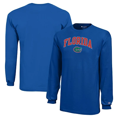 Champion de la jeunesse Royal Florida Gators Arch Over Logo T-shirt à manches longues