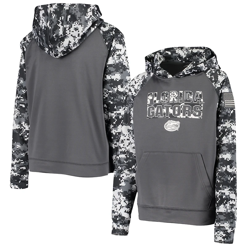 Sweat à capuche raglan motif camouflage numérique pour jeunes Colosseum Charcoal Florida Gators OHT