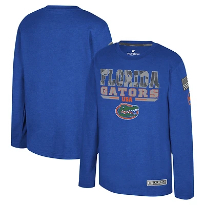 Youth Colosseum Heather Royal Florida Gators OHT Military Appreciation Oorah Long Sleeve T-Shirt