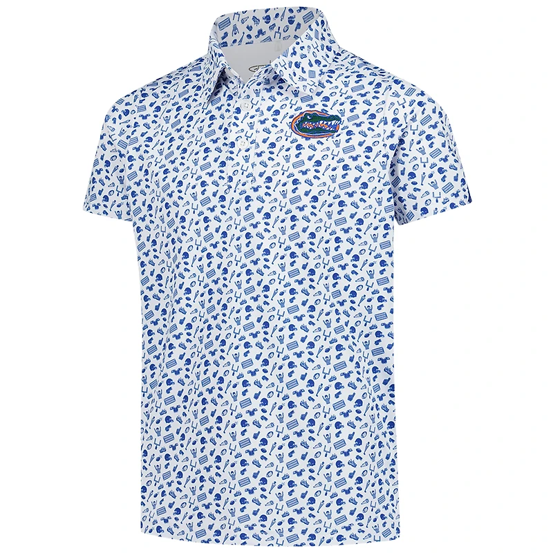 Youth Garb Royal Florida Gators Tom Allover Print Performance Polo