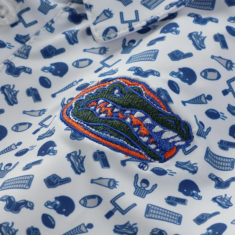 Youth Garb Royal Florida Gators Tom Allover Print Performance Polo