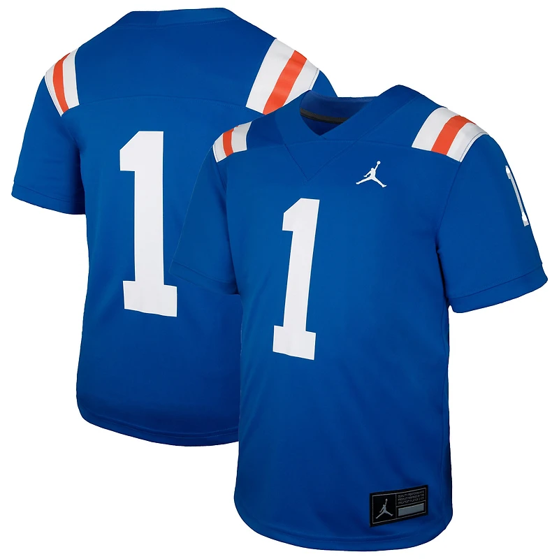 Maillot de football alternatif Jordan Brand n° 1 Royal Florida Gators pour jeunes