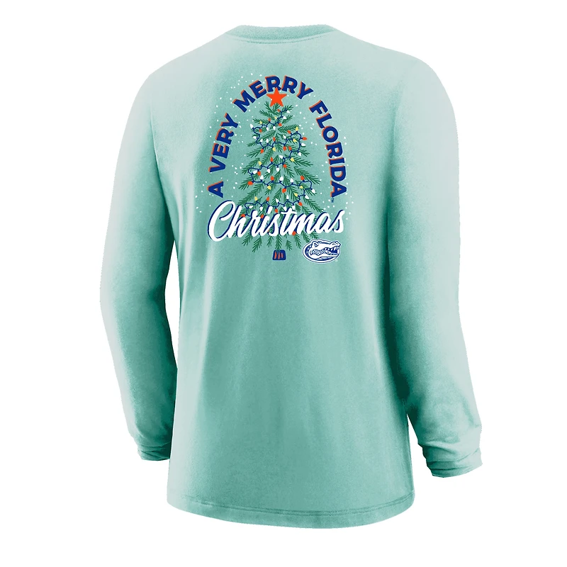 Youth  Light Green Florida Gators Merry Christmas Tree Long Sleeve T-Shirt