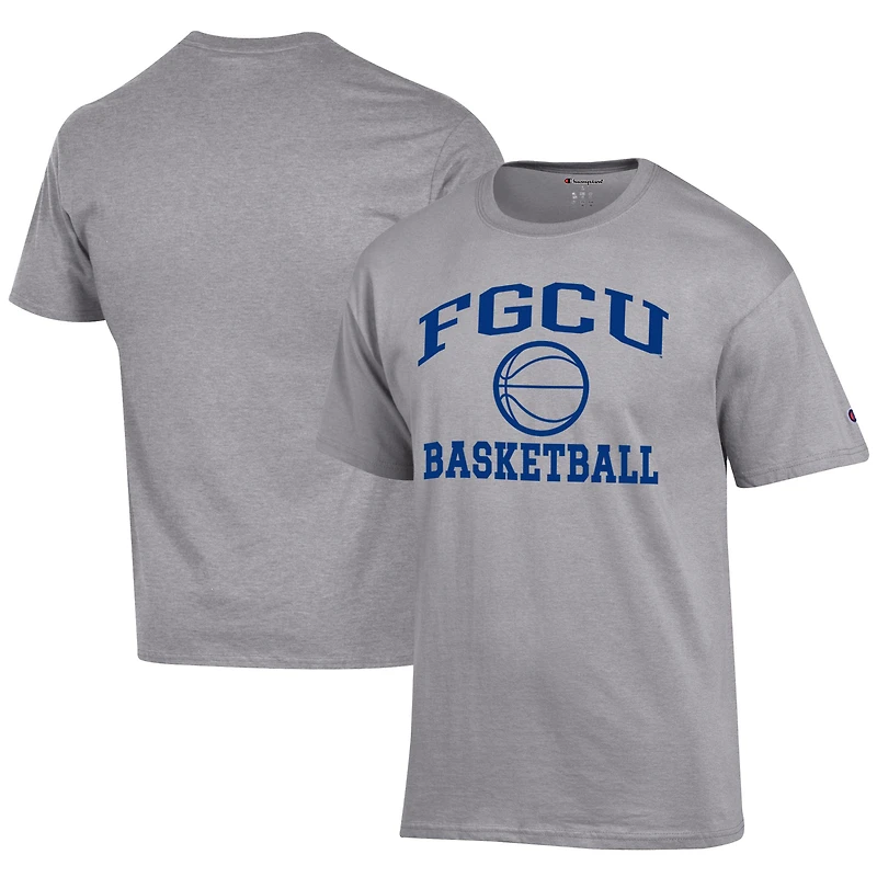 Men's Champion  Gray Florida Gulf Coast Eagles Icon Logo Basketball Jersey T-Shirt