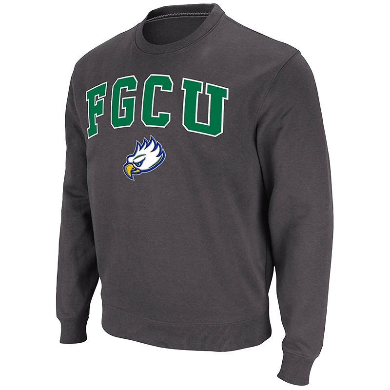 Men's Colosseum Charcoal Florida Gulf Coast Eagles Arch & Logo Pullover Sweatshirt