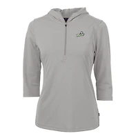 Women's Cutter & Buck Silver Florida Gulf Coast Eagles Virtue Eco Pique Half-Zip 3/4 Sleeve Pullover Hoodie