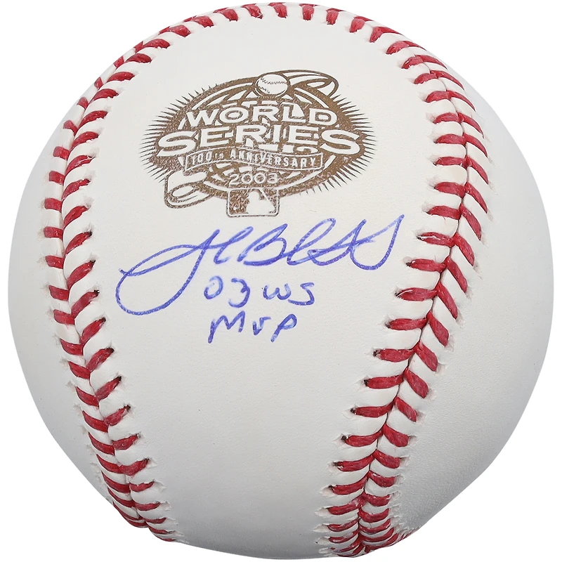 Josh Beckett Florida Marlins Autographed 2003 World Series Logo Baseball with "03 WS MVP" Inscription