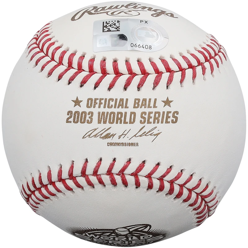 Balle de baseball autographiée par Josh Beckett, des Marlins de la Floride, avec le logo des Séries mondiales de 2003