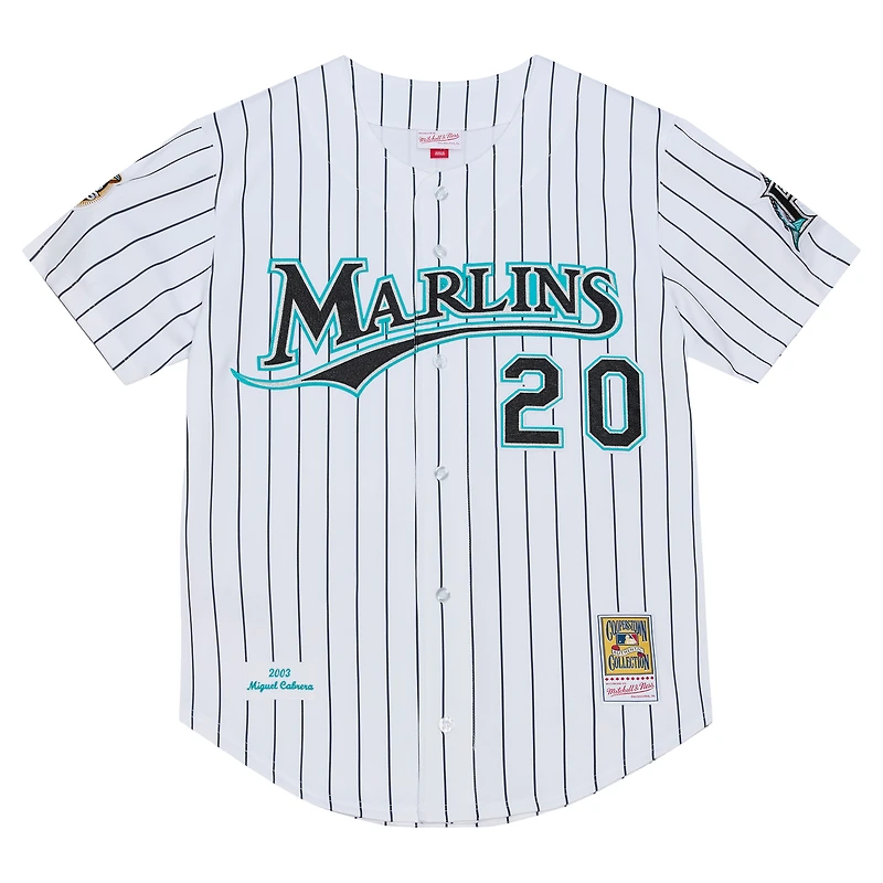 Men's Mitchell & Ness Miguel Cabrera White Florida Marlins 2003 Cooperstown Collection Authentic Jersey