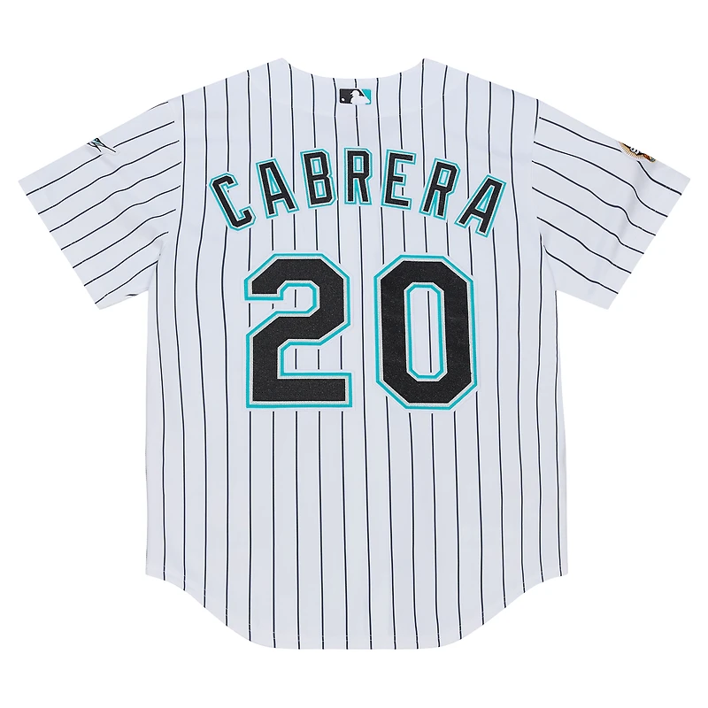 Maillot authentique Mitchell & Ness Miguel Cabrera blanc des Florida Marlins, collection Cooperstown 2003, pour homme