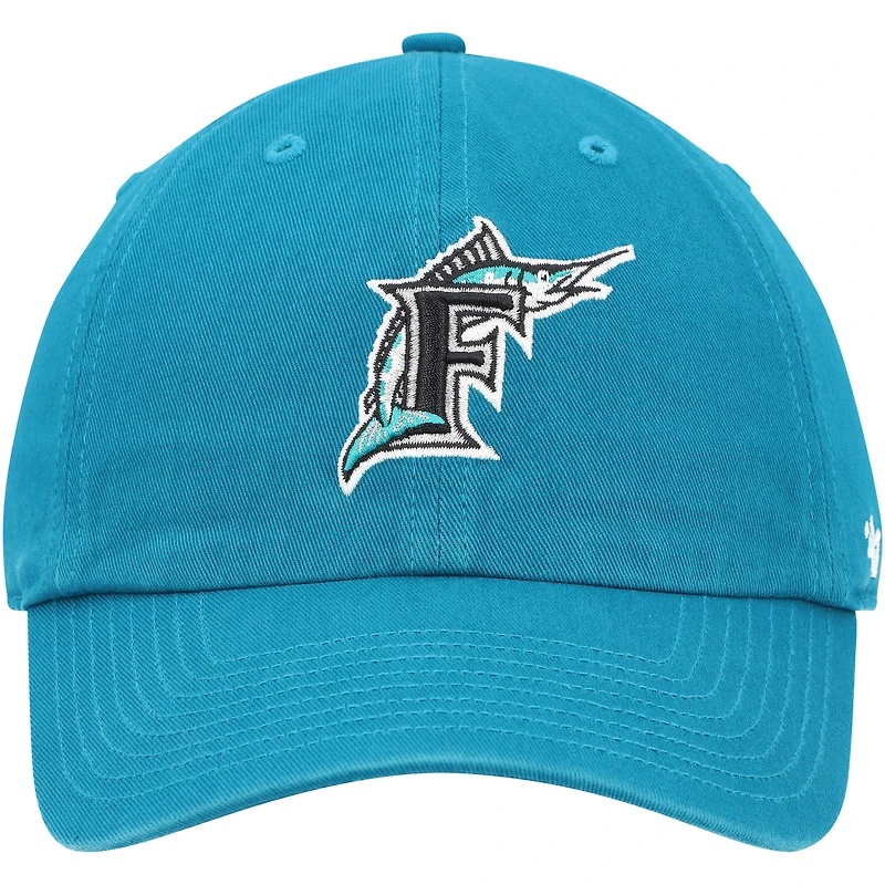 Casquette ajustable Clean Up de la collection Cooperstown des Marlins de la Floride '47 bleu sarcelle pour hommes