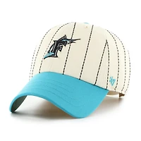 Casquette ajustable '47 x Rawlings Natural/Teal Florida Marlins à rayures fines Clean Up pour homme