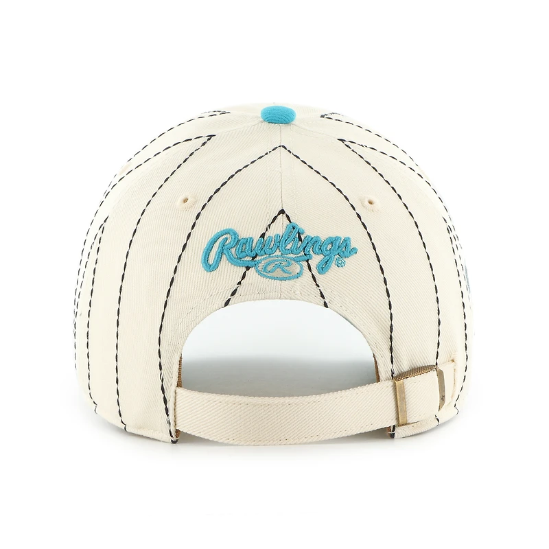 Men's '47 x Rawlings Natural/Teal Florida Marlins Pinstripe Clean Up Adjustable Hat