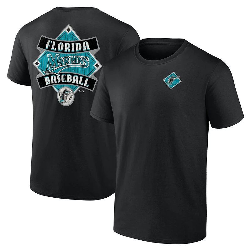 T-shirt noir pour homme des Florida Marlins, collection Cooperstown, Field Play