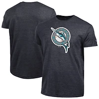 Men's Champion  Black Florida Marlins Cooperstown Logo Tri-Blend T-Shirt