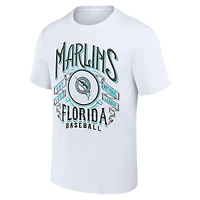 Collection Darius Rucker pour homme par Fanatics White Florida Marlins Cooperstown T-shirt en détresse Rock