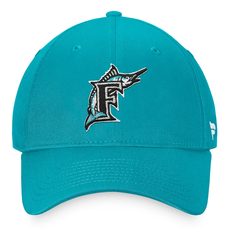 Men's Fanatics Aqua Miami Marlins Cooperstown Collection Core Adjustable Hat