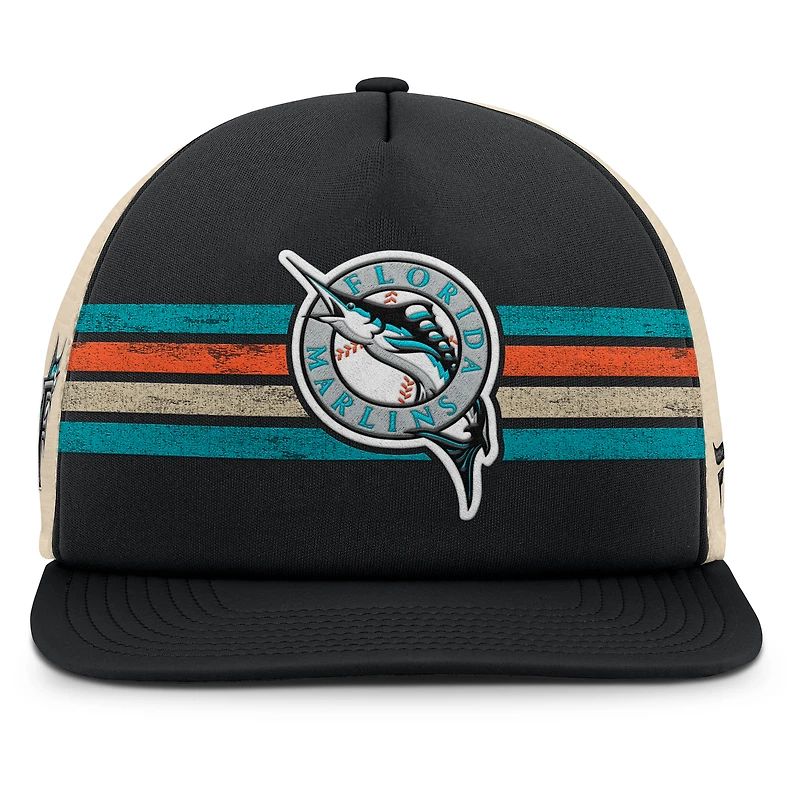 Men's Fanatics Black/Natural Florida Marlins Cooperstown Collection Powers Snapback Hat