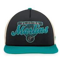 Men's Fanatics Black/Teal Florida Marlins Cooperstown Collection Talley Foam Trucker Snapback Hat