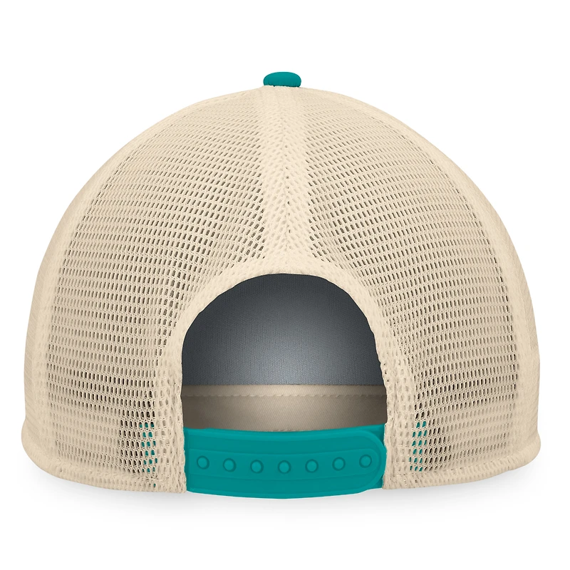 Casquette Snapback de camionneur en mousse Talley de la collection Cooperstown des Marlins de Floride noir/bleu sarcelle Fanatics pour hommes