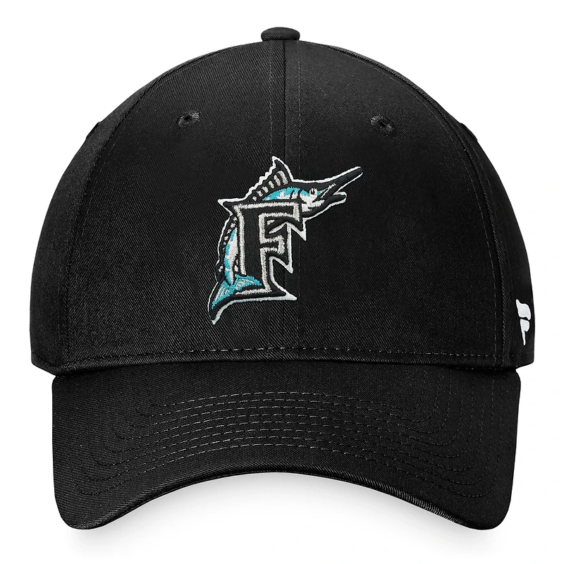 Casquette réglable Fanatics Black Florida Marlins Cooperstown Collection Core pour hommes