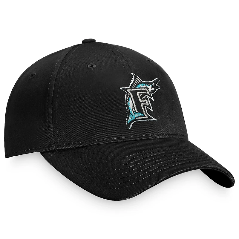 Casquette réglable Fanatics Black Florida Marlins Cooperstown Collection Core pour hommes