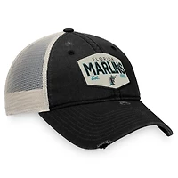 Casquette réglable noire Florida Marlins Patch Trucker Fanatics pour hommes