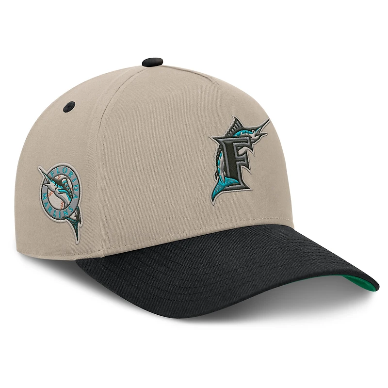 Men's Fanatics Khaki/Black Florida Marlins Veteran A-Frame Adjustable Hat