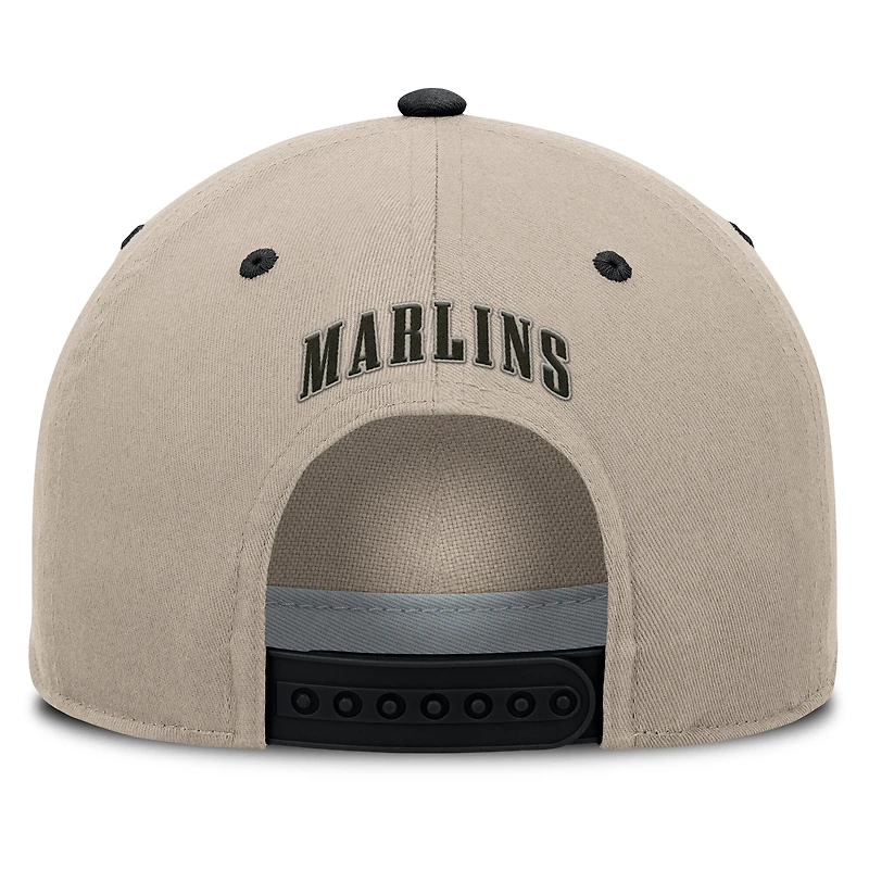 Men's Fanatics Khaki/Black Florida Marlins Veteran A-Frame Adjustable Hat