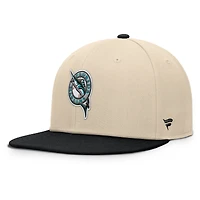 Casquette snapback Bounder Fanatics pour homme, couleur naturelle/noire, collection Cooperstown des Florida Marlins