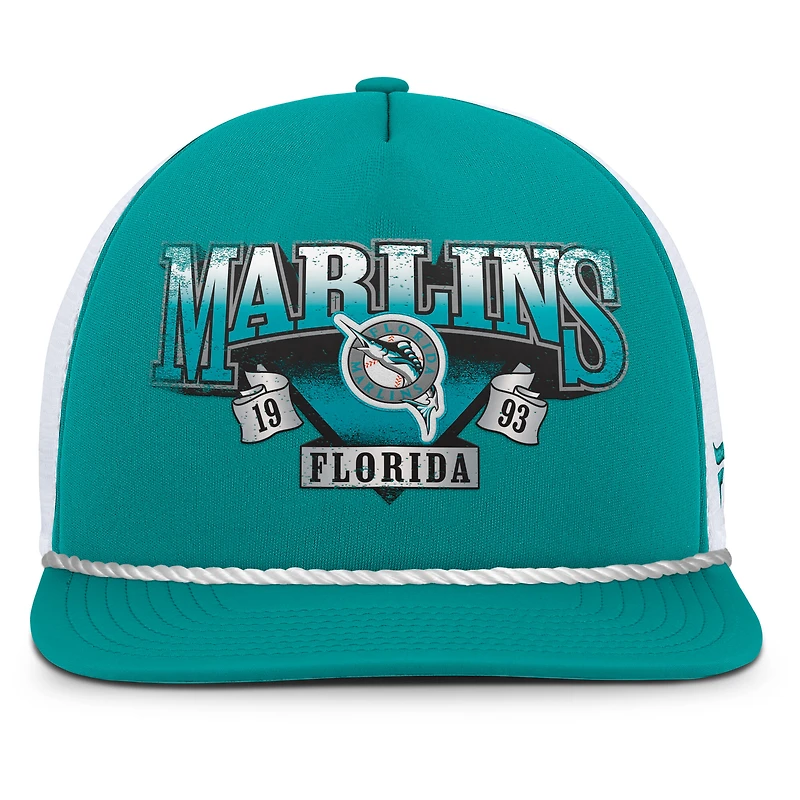 Men's Fanatics Teal/White Florida Marlins Cooperstown Collection Recall Snapback Hat
