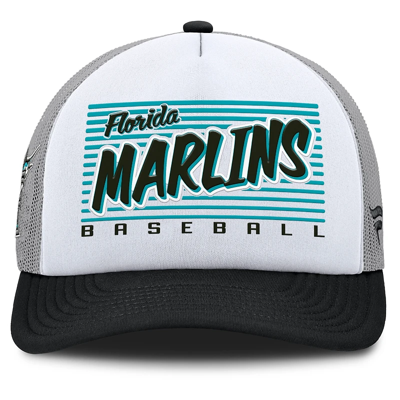 Casquette snapback A-Frame blanche et noire Florida Marlins On Deck pour homme de Fanatics