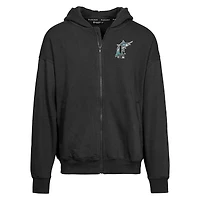 Sweat à capuche entièrement zippé avec logo Uphill City Core pour homme de la collection Cooperstown des Florida Marlins Levelwear, noir