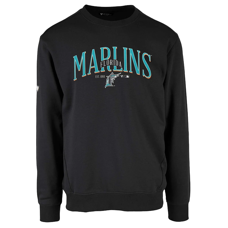 Men's Levelwear Black Florida Marlins Cooperstown Collection Zane Vintage Pullover Sweatshirt