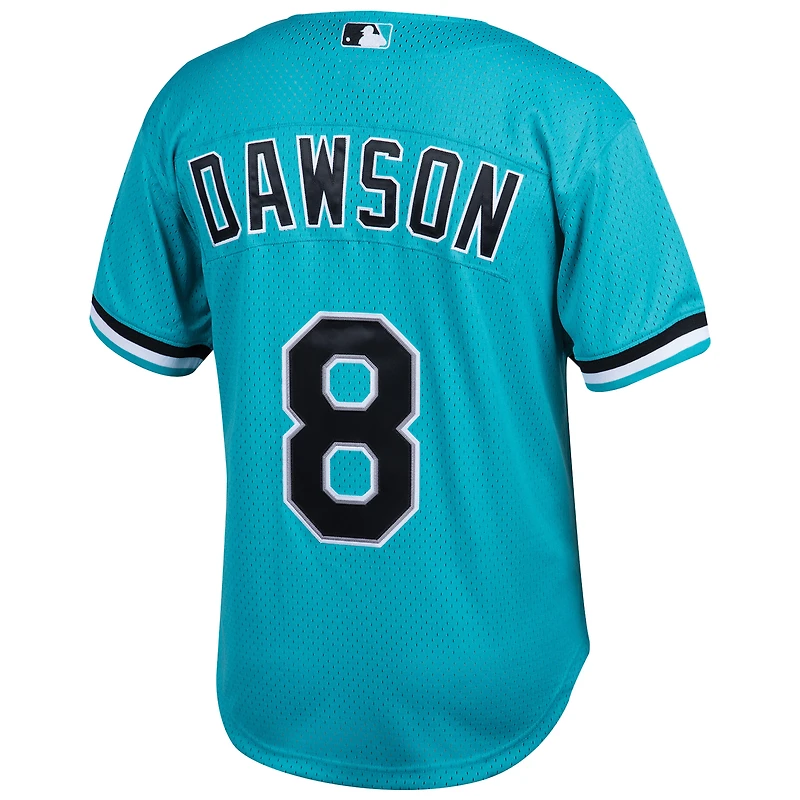 Men's Mitchell & Ness Andre Dawson Teal Florida Marlins Cooperstown Collection Mesh Batting Practice Button-Up Jersey