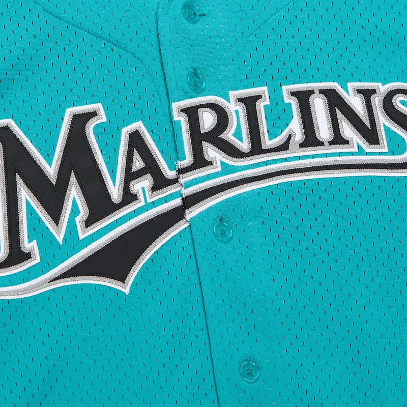 Men's Mitchell & Ness Andre Dawson Teal Florida Marlins Cooperstown Collection Mesh Batting Practice Button-Up Jersey