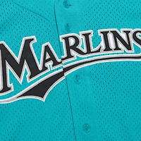 Men's Mitchell & Ness Andre Dawson Teal Florida Marlins Cooperstown Collection Mesh Batting Practice Button-Up Jersey