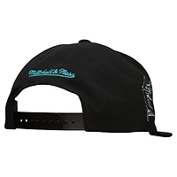 Casquette Snapback noire avec étiquette de l'équipe des Marlins de Floride Mitchell & Ness pour hommes