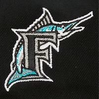 Casquette Snapback noire avec étiquette de l'équipe des Marlins de Floride Mitchell & Ness pour hommes
