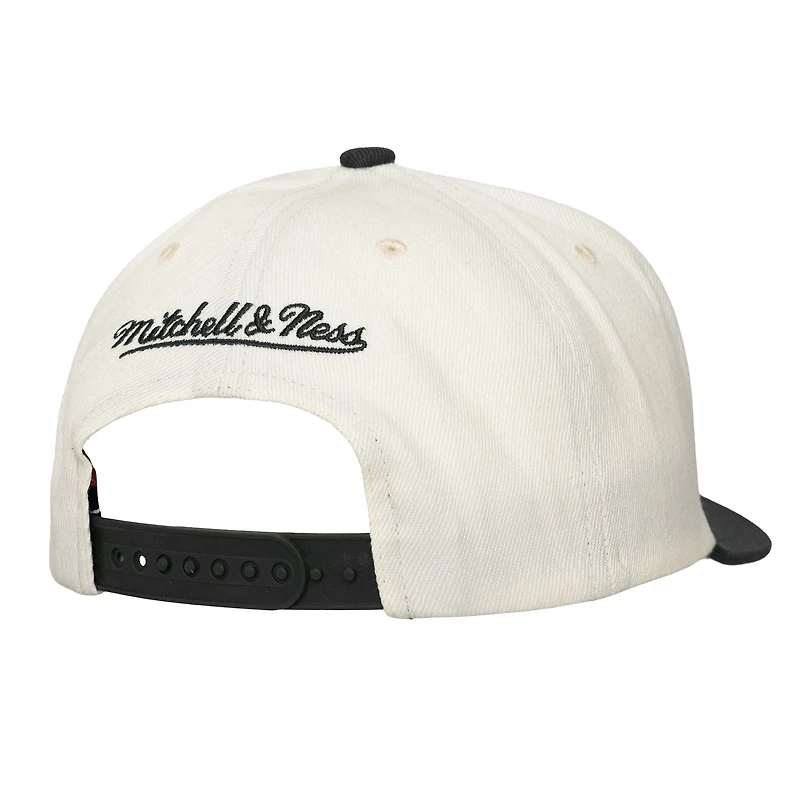 Men's Mitchell & Ness  Cream Florida Marlins Coop Stretch-Snapback Hat