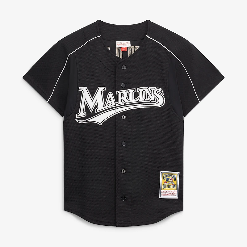 Men's Mitchell & Ness Dontrelle Willis Black Florida Marlins Cooperstown Collection Mesh Batting Practice Button-Up Jersey