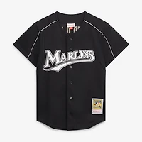 Men's Mitchell & Ness Dontrelle Willis Black Florida Marlins Cooperstown Collection Mesh Batting Practice Button-Up Jersey