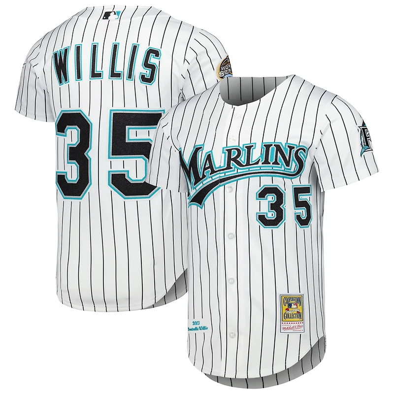 Maillot authentique de la collection Cooperstown des Marlins Floride blancs Mitchell & Ness Dontrelle Willis pour hommes
