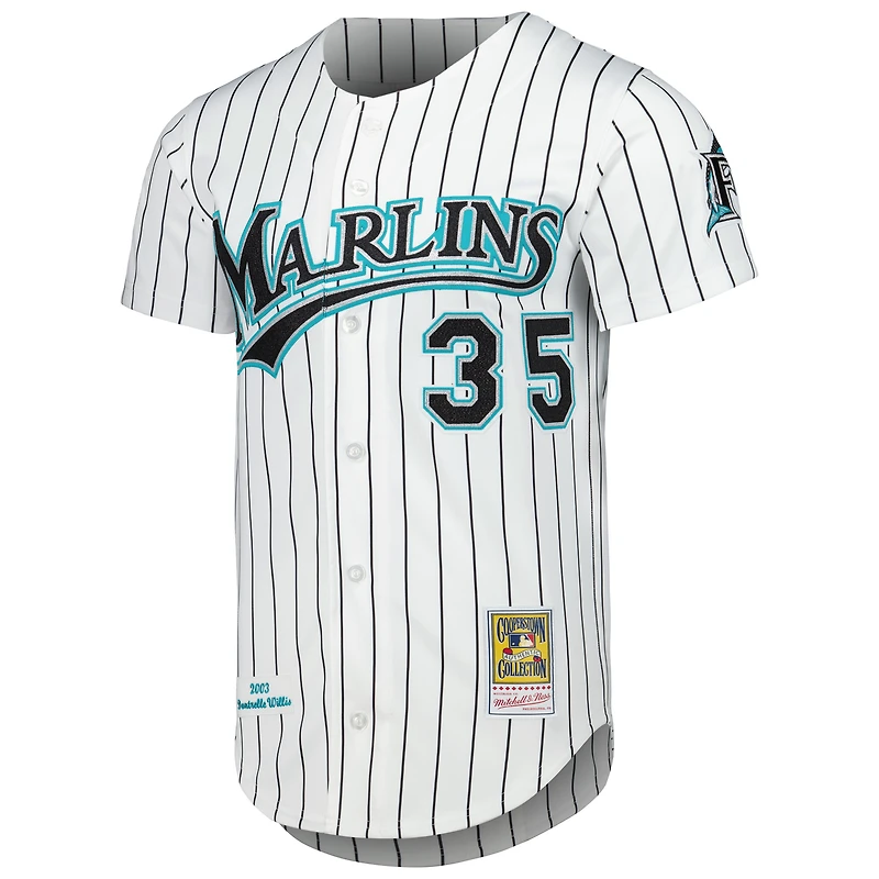 Maillot authentique de la collection Cooperstown des Marlins Floride blancs Mitchell & Ness Dontrelle Willis pour hommes