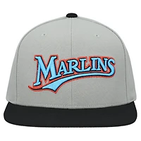 Casquette snapback basique Mitchell & Ness grise Florida Marlins Cooperstown Collection pour homme