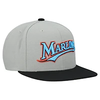 Casquette snapback basique Mitchell & Ness grise Florida Marlins Cooperstown Collection pour homme