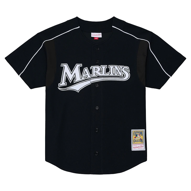 Men's Mitchell & Ness Miguel Cabrera Black Florida Marlins 2003 Cooperstown Mesh Batting Practice Button-Up Jersey