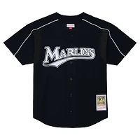 Men's Mitchell & Ness Miguel Cabrera Black Florida Marlins 2003 Cooperstown Mesh Batting Practice Button-Up Jersey