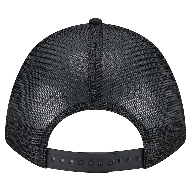 Casquette ajustable Cooperstown Collection 9FORTY A-Frame M-Crown Trucker de New Era pour homme, noire, avec dégradé de couleur, des Florida Marlins